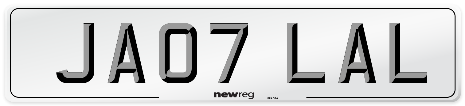 JA07 LAL Number Plate from New Reg
